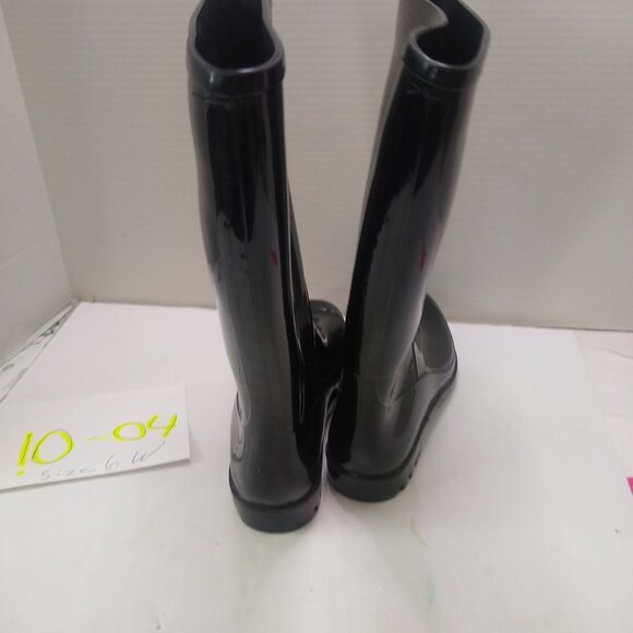 Time And Tru Black Rubber Garden Gloushes Rain Boots SZ 6 W Some marks - Picture 3 of 7